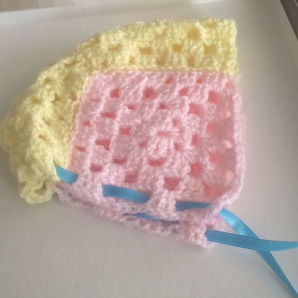 Handmade infant to six months baby bonnet. Bundle item only - Picture 3 of 3